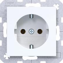Hager Steckd. SCHUKO Steckkl. Ax/Cx liweiß gl