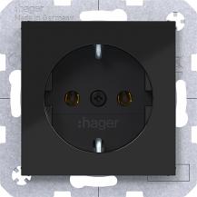 Hager Steckd. SCHUKO Steckkl. Ax/Cx schwarz gl