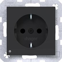 Hager SD SCHUKO O.-Licht EHBS Ax/Cx schwarz mt