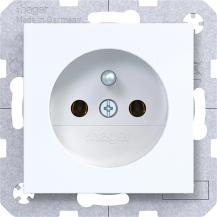 Hager Steckd. m. Schutzk.st. SK Ax/Cx lweiß gl