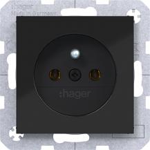 Hager Steckd. m. Schutzk.st. SK Ax/Cx sw gl