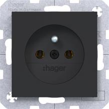 Hager Steckd. m. Schutzk.st. SK Ax/Cx sw matt