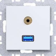 Hager USB/35mm Audio Steckd. Ax/Cx liweiß matt