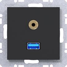 Hager USB/35mm Audio Steckd. Ax/Cx schwarz mt