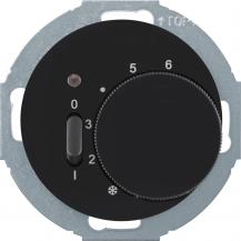 Hager Temperaturregler mit Öffner, Wippschalter und LED R.classic schwarz, glänz