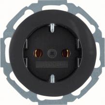 Hager Unterputz Steckdose SCHUKO 1-fach Serie R.Classic schwarz, glänzend