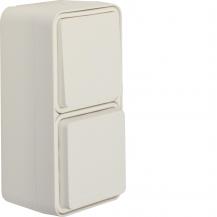 Hager Kombination Wechselschalter/Steckdose SCHUKO mit Klappdeckel AP W.1 polarw