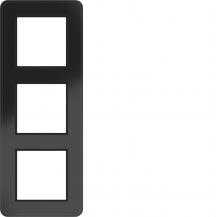 Hager Rahmen 3fach C.8 Glas schwarz glänzend