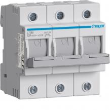 Hager Lasttrennschalter für Sicherungen D02 E18, 63A, AC400V, 3-polig, für Hutsc