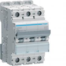 Hager LS-Schalter 3 polig 10kA/15kA D-20A 3M