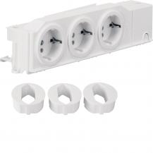 Hager Schuko-Steckdose (Hutschienensteckdose), universal, 3-fach drehbar, geschr
