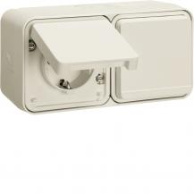 Hager Steckd. SK 2f waag m. Klappd. 4L AP pw