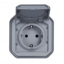 Legrand 069730L Plexo New Feuchtraum-Steckdose Aufputz IP44 Grau 16A