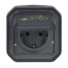 Legrand 069784L Plexo New Feuchtraum-Steckdose 230V 16A mit Fahrrad-Markierung Anthrazit