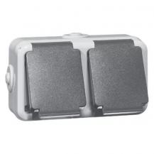PEHA by Honeywell D 6632 WAB SCHUKO-Doppelsteckdose 2-fach Grau IP44 16 A 250 V 00306211
