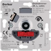 Berker 2873 Drehdimmer NV (R, L, LED) mit Softrastung, Dimmer zur Lichtsteuerung
