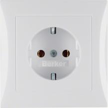 Berker 47428989 Steckdose SCHUKO mit Abdeckplatte S.1/B.3/B.7 polarweiß, glänzen