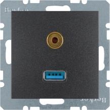 Berker 3315391606 USB/3,5 mm Audio Steckdose B.3/B.7 anth