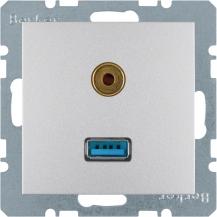 Berker 3315391404 USB/3,5 mm Audio Steckdose B.7 alu matt