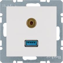 Berker 3315398989 USB/3,5 mm Audio Steckdose S.1/B.3/B7 pw