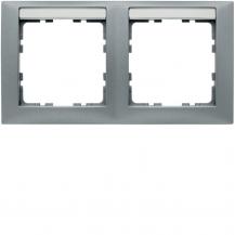 Berker 10229959 Rahmen 2fach waagerecht, mit Beschriftungsfeld, Serie S.1, alumi