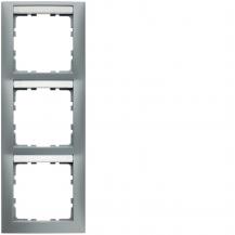 Berker 10139959 Rahmen 3-fach senkrecht, mit Beschriftungsfeld, Serie S.1, alumi