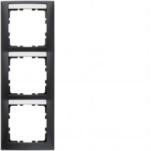 Berker 10139969 Rahmen 3-fach senkrecht, mit Beschriftungsfeld, Serie S.1, anthr