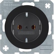 Berker 47432045 SCHUKO Unterputz Steckdose 1-fach Serie R.1/R.3 schwarz, glänzen