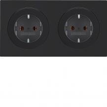 Berker 47202045 Steckdosen-Kom SCHUKO 2f m Ra R.3 sw