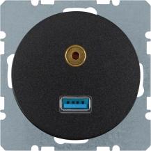 Berker 3315392045 USB/3,5 mm Audio Steckdose R.1/R.3 sw