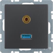 Berker 3315396086 USB,5 mm Audio Steckdose Q.x anthr