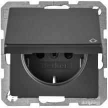 Berker 47516086 UP Steckdose 1-fach mit Klappdeckel und erhöhtem BS Q.x anthrazi