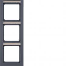 Berker 10536086 Rahmen 3fach senk mit Bs.feld Q3 anth