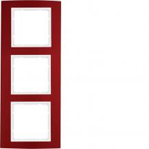 Berker 10133022 Rahmen 3fach B.3 Alu, rot/polarweiß