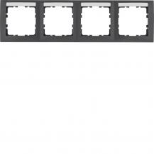 Berker 10249969 Rahmen 4fach waagerecht, mit Beschriftungsfeld, Serie S.1, anthr