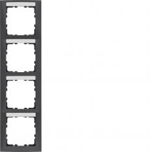 Berker 10149969 Rahmen 4-fach senkrecht, mit Beschriftungsfeld, Serie S.1, anthr