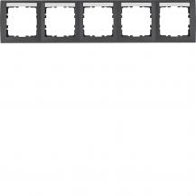 Berker 10259969 Rahmen 5fach waagerecht ,mit Beschriftungsfeld, Serie S.1, anthr