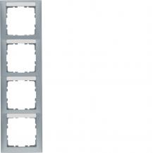 Berker 10149959 Rahmen 4-fach senkrecht, mit Beschriftungsfeld, Serie S.1, alumi