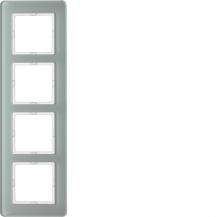 Berker 10146079 Rahmen 4fach, Q.7, Glas polarweiß