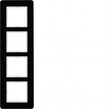 Berker 10146076 Rahmen 4fach, Q.7, Glas schwarz