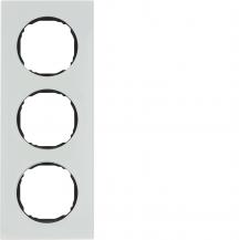 Berker 10132609 Rahmen 3fach, flach, R.8, Glas polarweiß