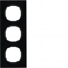 Berker 10132616 Rahmen 3fach, flach, R.8, Glas schwarz