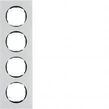 Berker 10142609 Rahmen 4fach, flach, R.8, Glas polarweiß