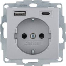 Berker 48141404 Steckdose SCHUKO/USB AC 20W PD B3 alu mt