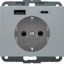 Berker 48147003 Steckdose SCHUKO/USB AC 20W PD Kx alu mt