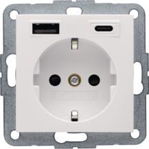 Berker 48148982 Steckdose SCHUKO/USB AC 20W PD S1 w gl
