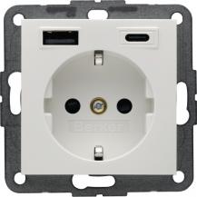 Berker 48148989 Steckdose SCHUKO/USB AC 20W PD S1 pw gl