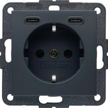 Berker 48151606 Steckdose SCHUKO/USB CC 20W PD B3 ant mt