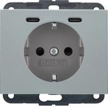 Berker 48157003 Steckdose SCHUKO/USB CC 20W PD Kx alu mt