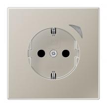 JUNG HOME SCHUKO Steckdose Energy 16 A mit Berührungsschutz und Energiemessung, Serie LS, Edelstahl, Bluetooth Mesh